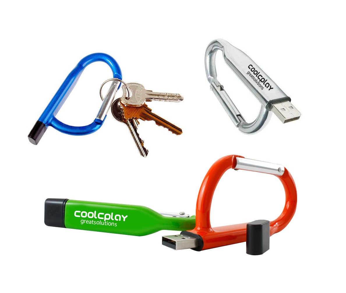 2GB Keychain Carabiner USB Flash Drive