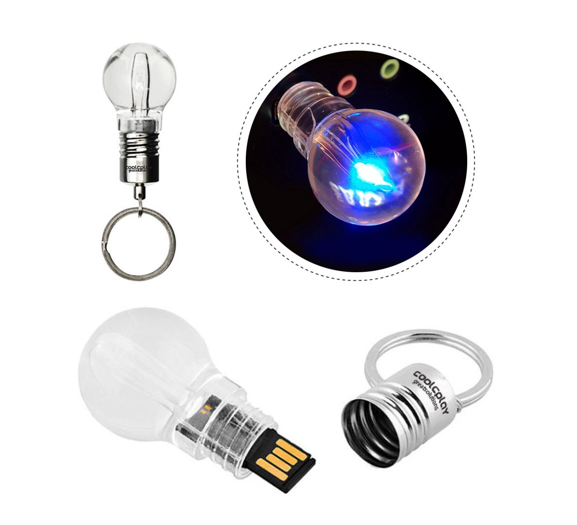 1GB LED Lightbulb USB Flashdrive with Keyring