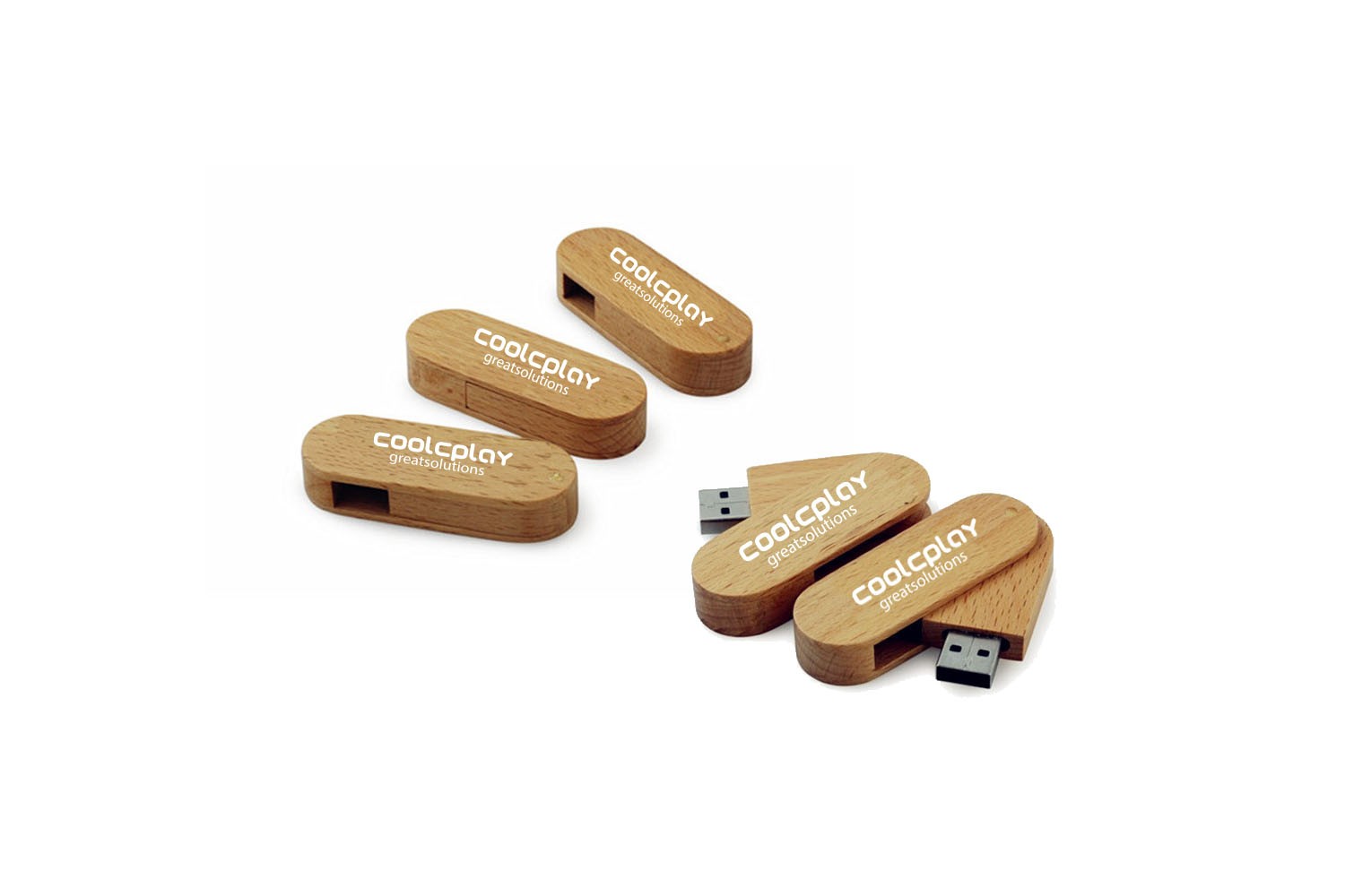 128 MB Wooden Swivel USB Flashdrive