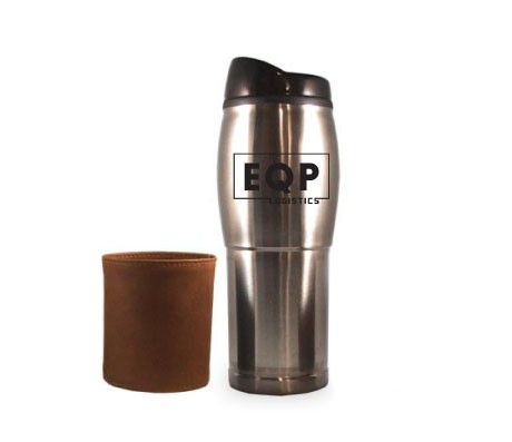 14 oz Chrome Plated Tumbler with Leather Sleeve