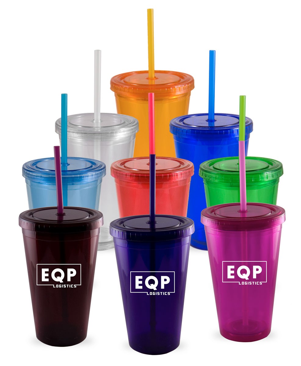 16 oz Double Wall Tumbler with Straw