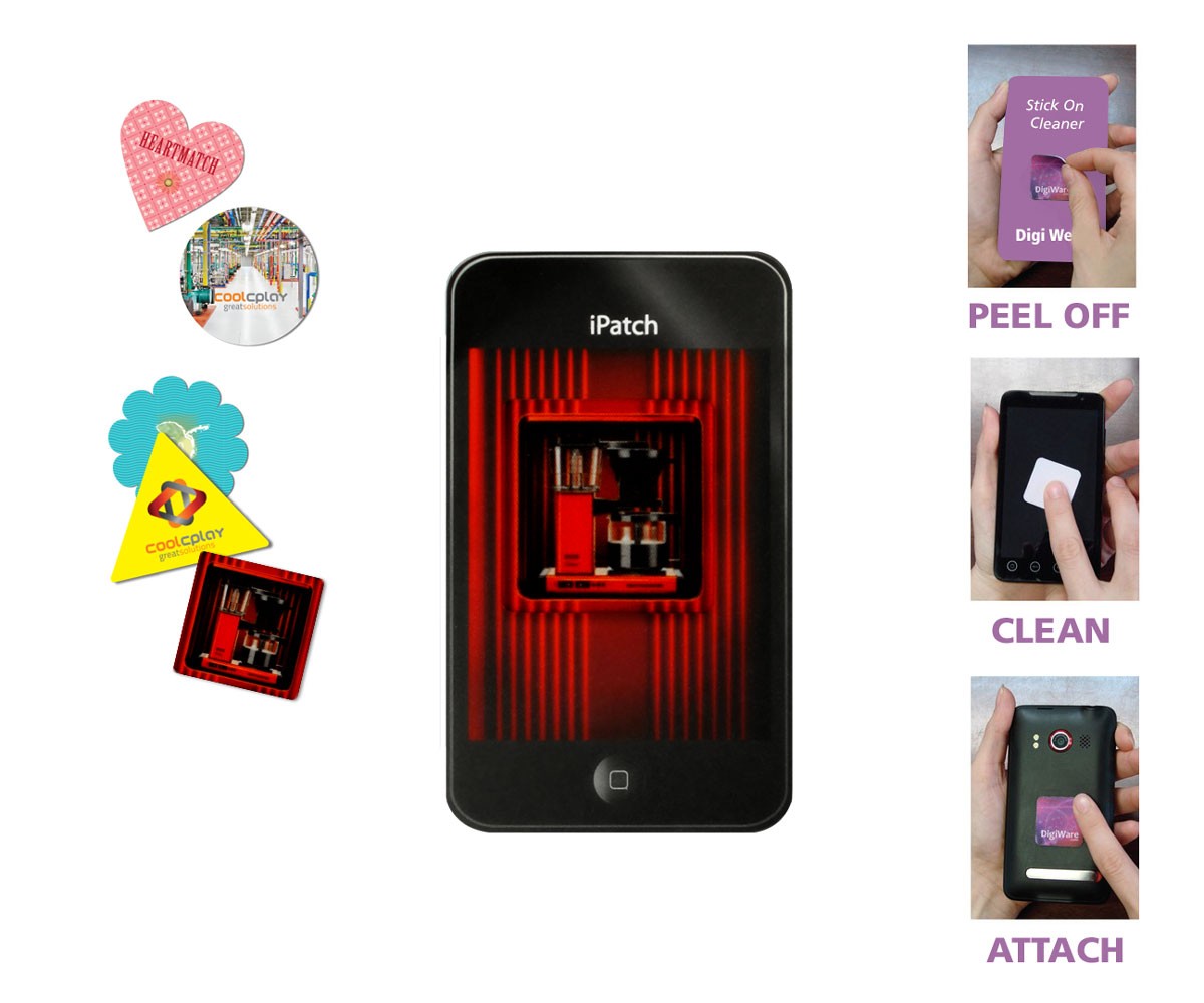 Digicleaner Full Color Screen Cleaner Sticker- Heart Shape (1.18" Dia.)